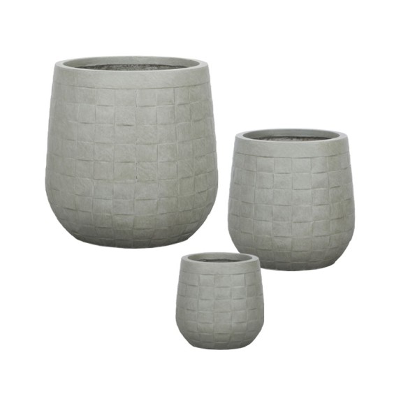 ΚΑΣΠΩ FIBERCLAY ΣΕΤ3 ΓΚΡΙ/ΛΑΔΙ ΣΤΡΟΓΓΥΛΟ ΜΟΤΙΒΟ ΠΛΕΓΜΑ - S:Φ23x23, M:Φ33x33, L:Φ44x44cm 30/ΠΑΛ