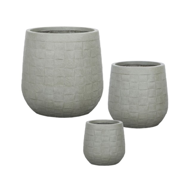 ΚΑΣΠΩ FIBERCLAY ΣΕΤ3 ΓΚΡΙ/ΛΑΔΙ ΣΤΡΟΓΓΥΛΟ ΜΟΤΙΒΟ ΠΛΕΓΜΑ - S:Φ23x23, M:Φ33x33, L:Φ44x44cm 30/ΠΑΛ