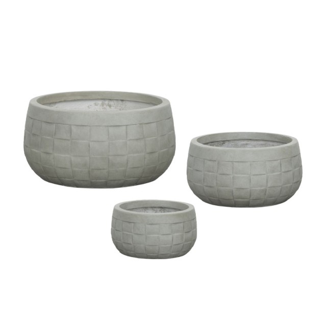 ΚΑΣΠΩ FIBERCLAY ΣΕΤ3 ΓΚΡΙ/ΛΑΔΙ ΣΤΡΟΓΓΥΛΟ ΜΟΤΙΒΟ ΠΛΕΓΜΑ ΚΟΝΤΟ - S:Φ24x13, M:Φ32x16.5, L:Φ42x21cm 60/ΠΑΛ