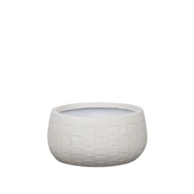 ΚΑΣΠΩ FIBERCLAY ΕΚΡΟΥ ΣΤΡΟΓΓΥΛΟ ΜΟΤΙΒΟ ΠΛΕΓΜΑ ΚΟΝΤΟ LARGE - Φ42x21cm