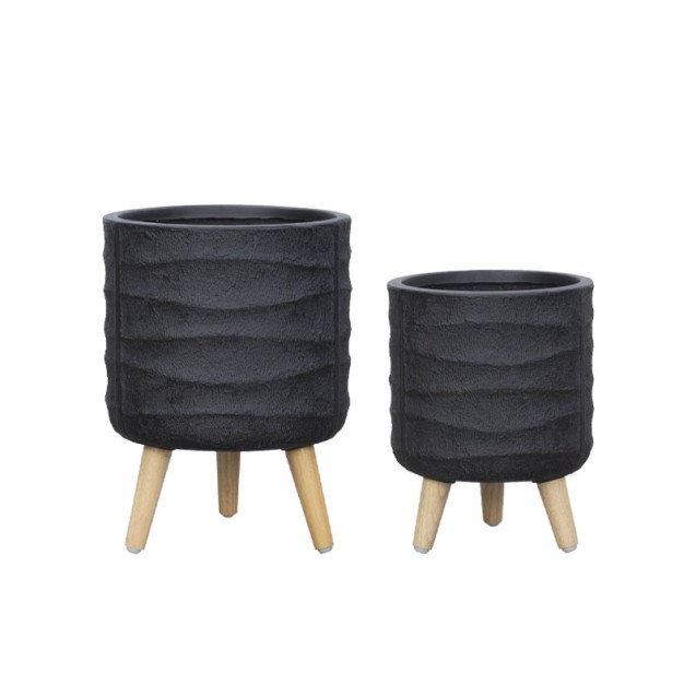 ΚΑΣΠΩ FIBERCLAY ΣΕΤ2 ΜΑΥΡΟ ΜΠΩΛ ΚΥΜΜΑΤΑ ΜΕ ΞΥΛΙΝΑ ΠΟΔΑΡΑΚΙΑ - S:Φ30x39cm, M:Φ36x49cm 54/ΠΑΛ