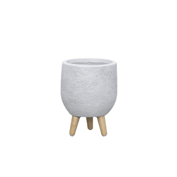 ΚΑΣΠΩ FIBERCLAY ΛΕΥΚΗ ΠΕΤΡΑ ΜΠΩΛ ΜΕ ΞΥΛΙΝΑ ΠΟΔΑΡΑΚΙΑ - Φ31x40cm