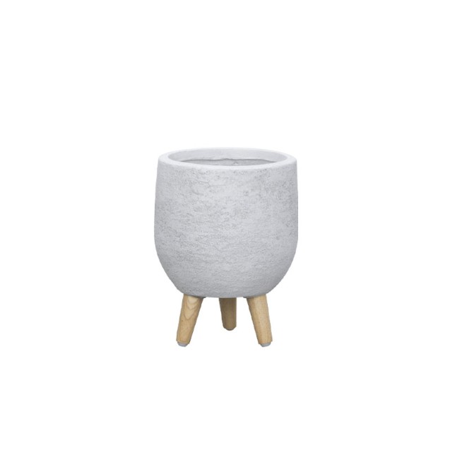 ΚΑΣΠΩ FIBERCLAY ΛΕΥΚΗ ΠΕΤΡΑ ΜΠΩΛ ΜΕ ΞΥΛΙΝΑ ΠΟΔΑΡΑΚΙΑ - Φ31x40cm