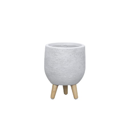 ΚΑΣΠΩ FIBERCLAY ΛΕΥΚΗ ΠΕΤΡΑ ΜΠΩΛ ΜΕ ΞΥΛΙΝΑ ΠΟΔΑΡΑΚΙΑ - Φ31x40cm