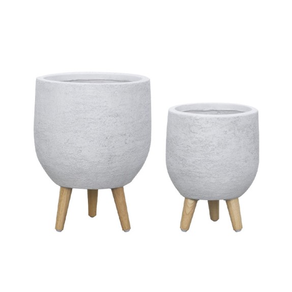 ΚΑΣΠΩ FIBERCLAY ΣΕΤ2 ΛΕΥΚΗ ΠΕΤΡΑ ΜΠΩΛ ΜΕ ΞΥΛΙΝΑ ΠΟΔΑΡΑΚΙΑ - S:Φ31x40cm, M:Φ41x54cm 36/ΠΑΛ