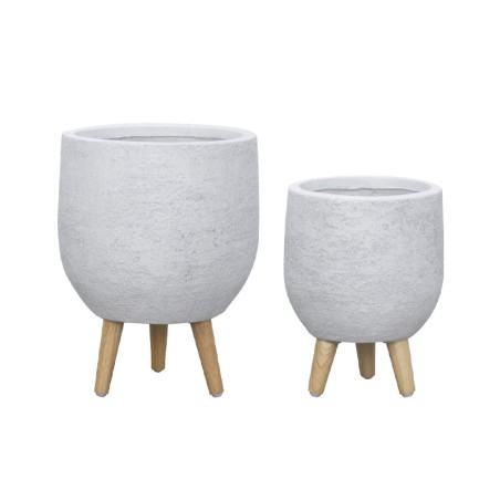 ΚΑΣΠΩ FIBERCLAY ΣΕΤ2 ΛΕΥΚΗ ΠΕΤΡΑ ΜΠΩΛ ΜΕ ΞΥΛΙΝΑ ΠΟΔΑΡΑΚΙΑ - S:Φ31x40cm, M:Φ41x54cm 36/ΠΑΛ