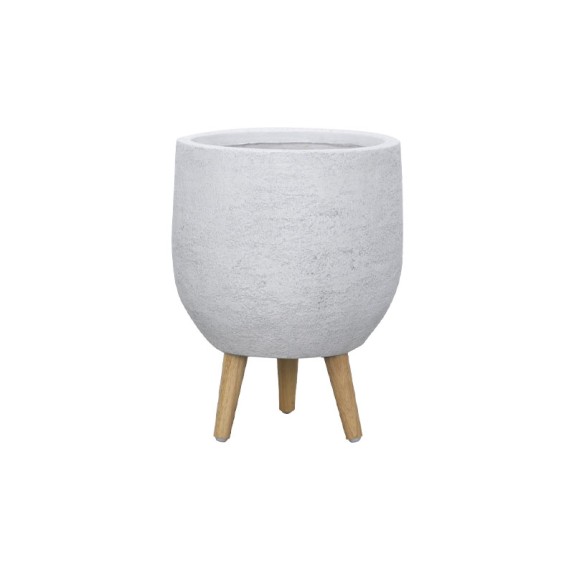 ΚΑΣΠΩ FIBERCLAY ΛΕΥΚΗ ΠΕΤΡΑ ΜΠΩΛ ΜΕ ΞΥΛΙΝΑ ΠΟΔΑΡΑΚΙΑ - Φ41x54cm
