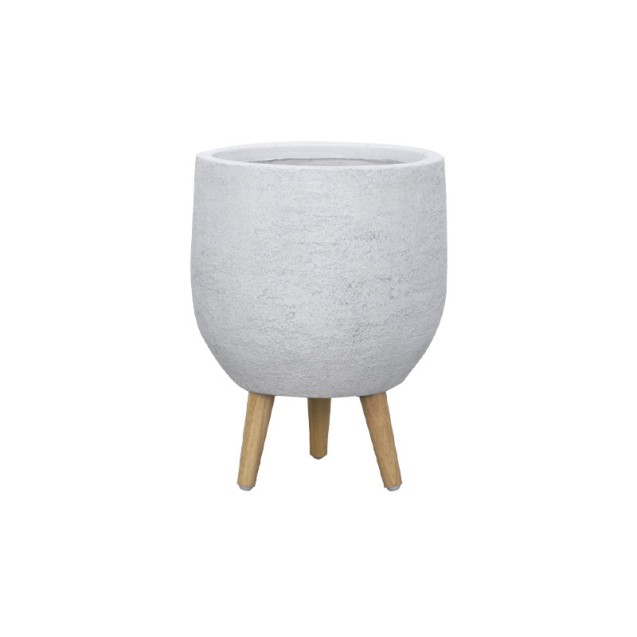 ΚΑΣΠΩ FIBERCLAY ΛΕΥΚΗ ΠΕΤΡΑ ΜΠΩΛ ΜΕ ΞΥΛΙΝΑ ΠΟΔΑΡΑΚΙΑ - Φ41x54cm