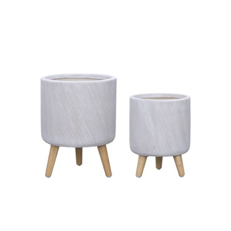 ΚΑΣΠΩ FIBERCLAY ΣΕΤ2 ΛΕΥΚΟ ΜΕ ΠΟΔΑΡΑΚΙΑ ΞΥΛΙΝΑ ΜΠΩΛ ΛΟΞΕΣ ΓΡΑΜΜΩΣΕΙΣ - S:Φ30x39, M:Φ37x47cm 42/ΠΑΛ