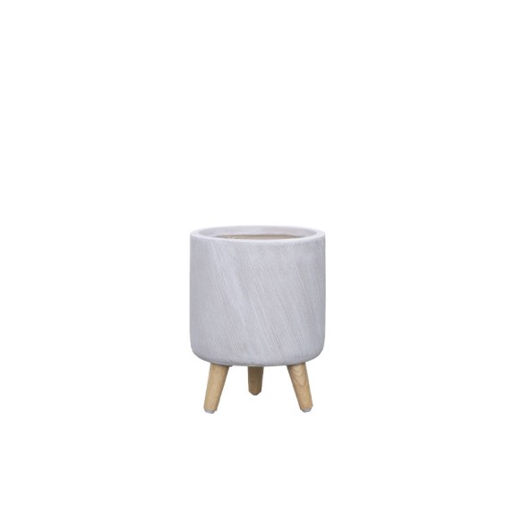ΚΑΣΠΩ FIBERCLAY ΛΕΥΚΟ ΜΕ ΠΟΔΑΡΑΚΙΑ ΞΥΛΙΝΑ ΜΠΩΛ ΛΟΞΕΣ ΓΡΑΜΜΩΣΕΙΣ - Φ30x39cm