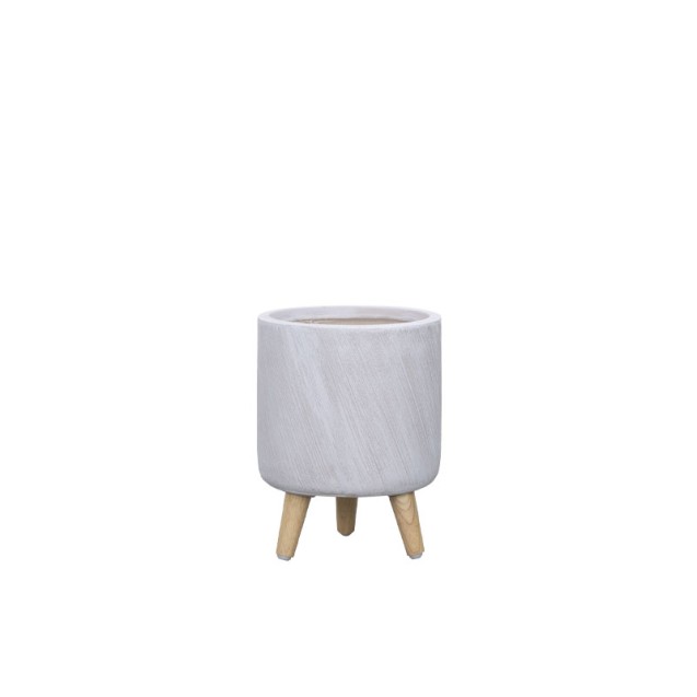 ΚΑΣΠΩ FIBERCLAY ΛΕΥΚΟ ΜΕ ΠΟΔΑΡΑΚΙΑ ΞΥΛΙΝΑ ΜΠΩΛ ΛΟΞΕΣ ΓΡΑΜΜΩΣΕΙΣ - Φ30x39cm