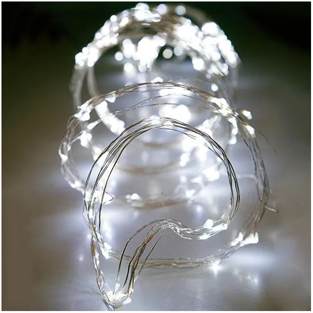 400 ΛΑΜΠΑΚΙΑ LED (ΧΤΑΠΟΔΙ) 16 ΓΡΑΜΜΩΝ, ΦΩΣ ΛΕΥΚΟ, ΑΣΗΜΙ ΚΑΛΩΔΙΟ, 2,5m. 1/30ΚΙΒ