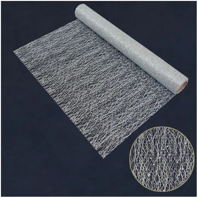 ΧΡΙΣΤΟΥΓ. ΥΦΑΣΜΑ ΑΣΗΜΙ GLITTER ΡΟΛΟ 48cm.x5yd 60/ΚΙΒ