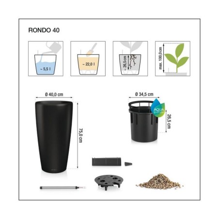 LECHUZA Premium RONDO 40 | Μεγάλη Γλάστρα Αυτοποτισμού