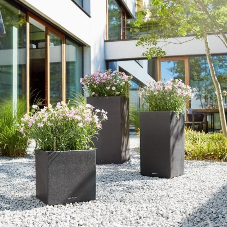 Γλάστρα LECHUZA - CANTO STONE HIGH 30 με Αυτόματο Πότισμα GRAPHITE BLACK