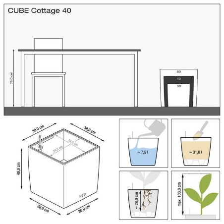 LECHUZA CUBE Cottage 40 | Γλάστρα Αυτοποτισμού