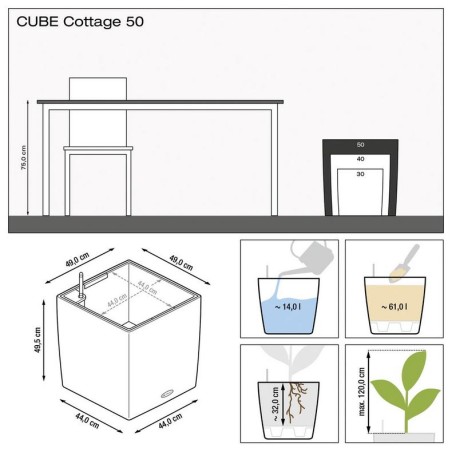 LECHUZA CUBE Cottage 50 | Μεγάλη Γλάστρα Αυτοποτισμού