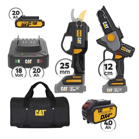 CAT Combo-47 Ψαλίδι DG236B, Αλυσοπρίονο DG231B, Τσάντα υφασμάτινη