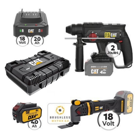 CAT Combo-52 Σκαπτικό DX2120B, Πολυεργαλείο DX41B, Πλαστική βαλίτσα