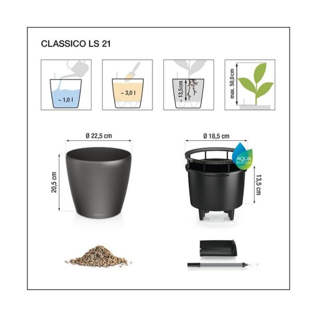 LECHUZA PREMIUM CLASSICO LS 21 | Γλάστρα Αυτοποτισμού