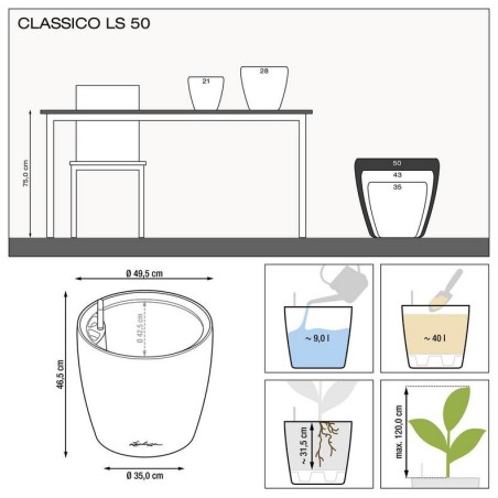 LECHUZA PREMIUM CLASSICO LS 50 | Μεγάλη Γλάστρα Αυτοποτισμού
