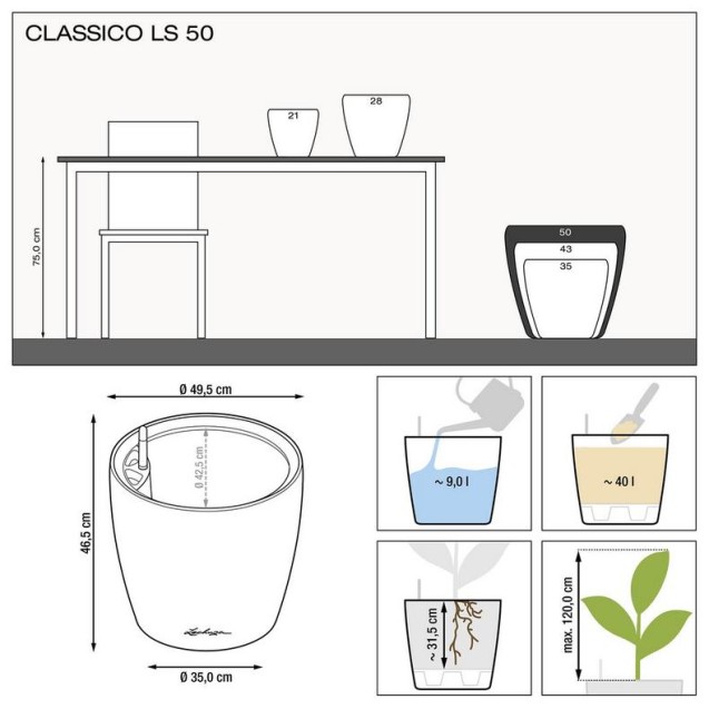 LECHUZA PREMIUM CLASSICO LS 50 | Μεγάλη Γλάστρα Αυτοποτισμού