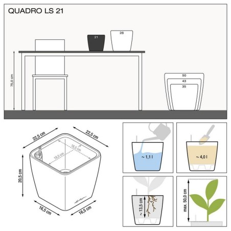 LECHUZA PREMIUM QUADRO LS 21 | Γλάστρα Αυτοποτισμού