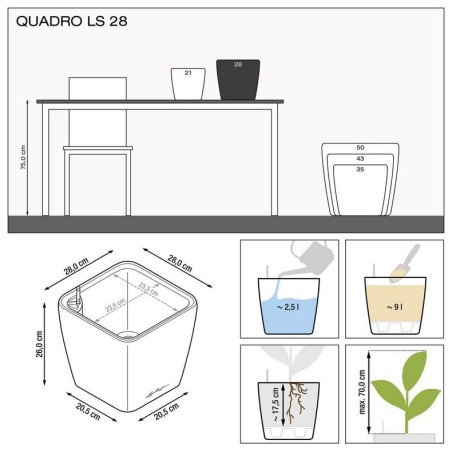 LECHUZA PREMIUM QUADRO LS 28 | Γλάστρα Αυτοποτισμού