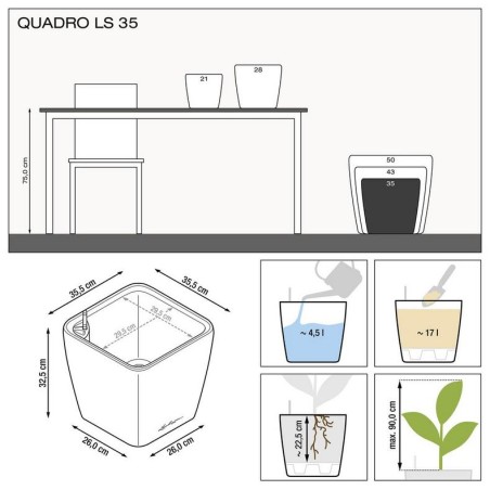 LECHUZA PREMIUM QUADRO LS 35 | Γλάστρα Αυτοποτισμού