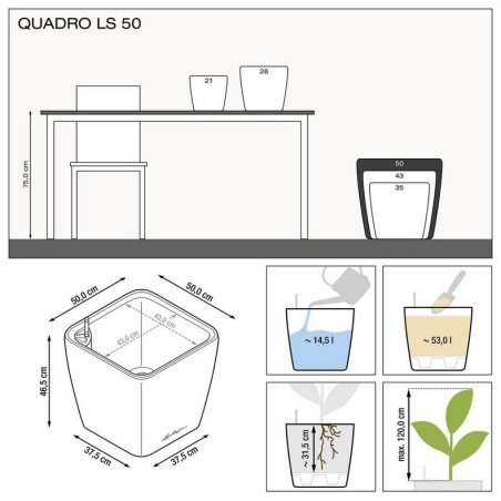 LECHUZA PREMIUM QUADRO LS 50 | Μεγάλη Γλάστρα Αυτοποτισμού
