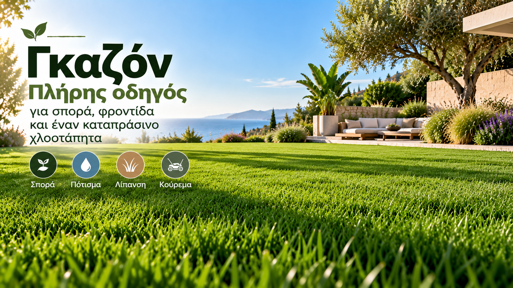 Γκαζόν: Πλήρης οδηγός για σπορά, φροντίδα και έναν καταπράσινο χλοοτάπητα